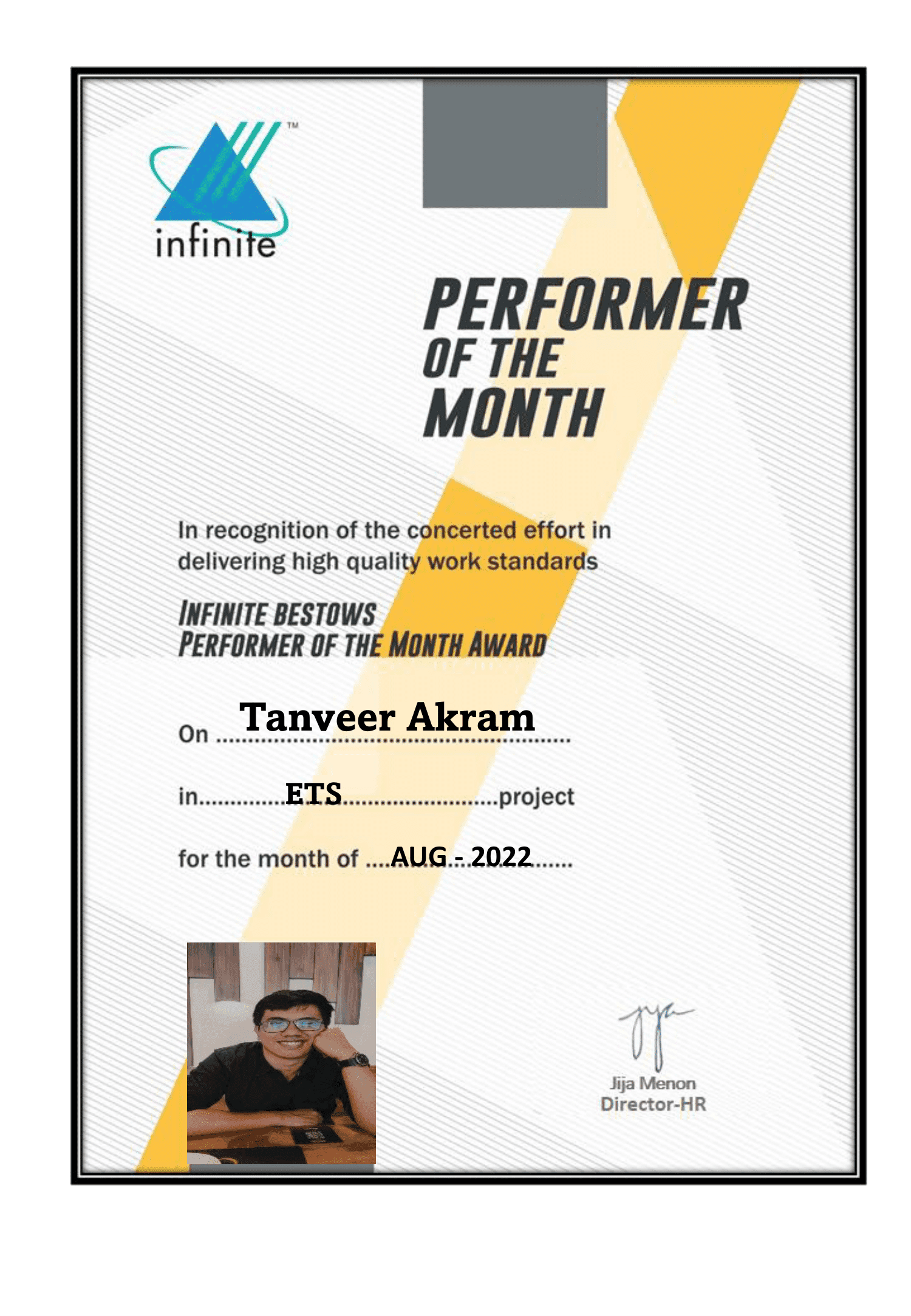 Performer of The Month from Infinite Computer Solutions