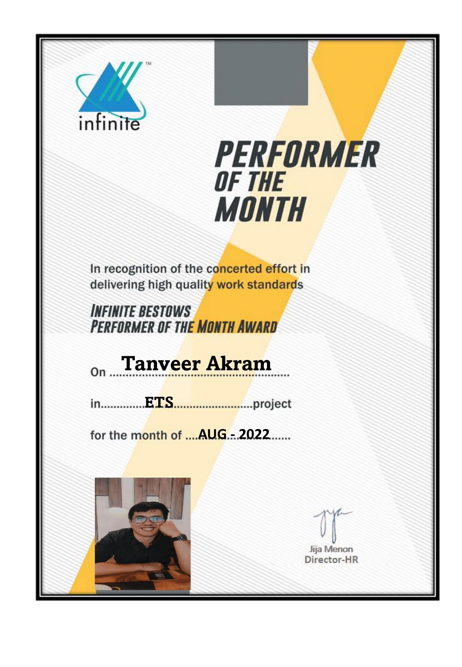 Performer of The Month from Infinite Computer Solutions